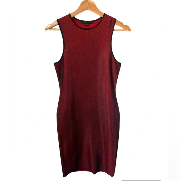 Alexander Wang Red Black Ribbed Body Con Dress, size small - Picture 1 of 4